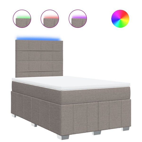vidaXL Sommier à lattes de lit avec matelas Taupe 120x200 cm Tissu