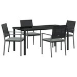 vidaXL Ensemble de salle à manger de jardin 5 pièces avec coussins en poly rotin noir