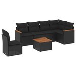 vidaXL Salon de jardin 7 Pièces avec coussins noir résine tressée