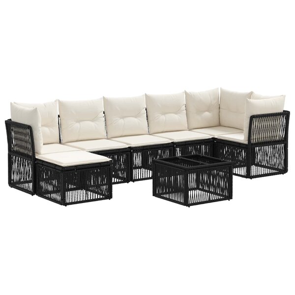 vidaXL Ensemble de canapé de jardin 8 Pièces Noir polyrotin