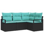 vidaXL Ensemble de Canapés 4 Pièces Noir polyrotin