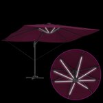 vidaXL Parasol Roma à Bras Déporté Rouge  Noir 352 x 251 x 265 cm