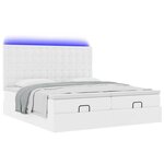 vidaXL Cadre de lit ottoman et matelas blanc pur 200x200cm similicuir