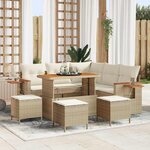vidaXL Ensemble de canapé de jardin 9 Pièces Beige Poly rotin