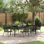 vidaXL Ensemble de salle à manger pour jardin 7 Pièces Noir