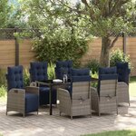 vidaXL Ensemble de salle à manger pour jardin 7 Pièces Gris et Noir Rotin