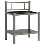 vidaXL Table de chevet Gris et noir 45x34 5x60 5 cm Métal et verre