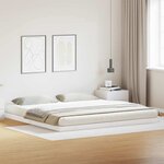 vidaXL Cadre de lit surélevé Blanc 200 x 220 cm Bois de pin massif