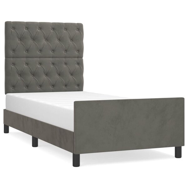 vidaXL Cadre de lit avec tête de lit Gris foncé 80x200 cm Velours