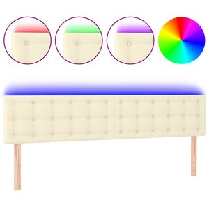vidaXL Tête de lit à LED Crème 180x5x78/88 cm Similicuir