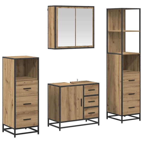 vidaXL Ensemble de mobilier de salle de bain 4 Pièces Chêne artisanal