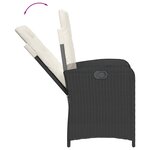 vidaXL Chaises inclinables de jardin lot de 2 et coussins noir rotin
