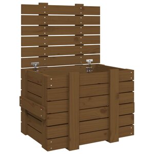 vidaXL Boîte de rangement Marron miel 58x40 5x42 cm Bois massif pin