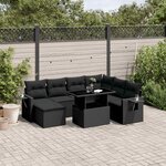 vidaXL Salon de jardin 9 Pièces avec coussins noir résine tressée
