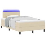vidaXL Lit à ressorts avec matelas avec LED Crème 120 x 200 cm tissu