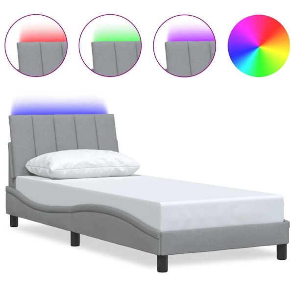 vidaXL Cadre de lit sans matelas gris clair 90x190 cm tissu