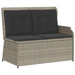 vidaXL Banc de jardin avec coussin Gris clair polyrotin