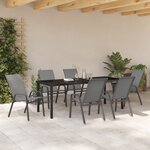 Ensemble de repas de jardin vidaXL 7 pièces gris textilène et acier