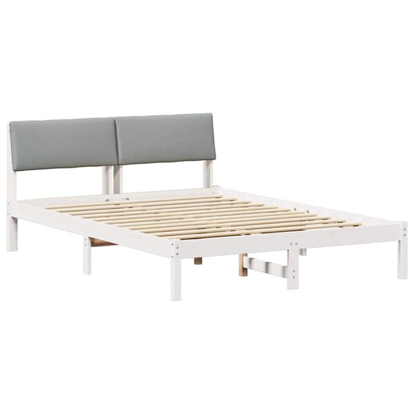vidaXL Cadre de lit avec tête de lit Blanc et gris clair 135 x 190 cm