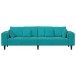 vidaXL Canapé en velours avec coussin avec oreiller Turquoise 208 cm Velours