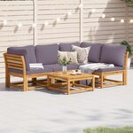 vidaXL Salon de jardin avec coussins 5 Pièces Bois d'acacia solide