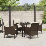 vidaXL Ensemble de salle à manger pour jardin 5 Pièces Marron Poly rotin