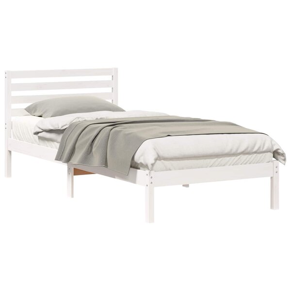 vidaXL Cadre de lit avec tête de lit Blanc 90 x 210 cm Pin massif