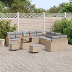 vidaXL Ensemble de canapé de jardin 13 Pièces Beige polyrotin