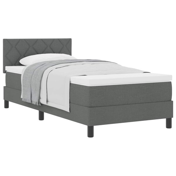 vidaXL Lit à ressorts avec tête de lit Gris foncé 90 x 190 cm tissu