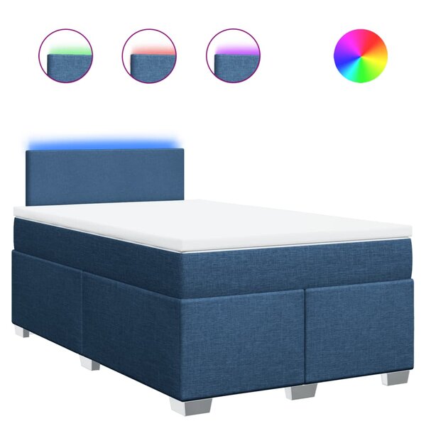 vidaXL Sommier à lattes de lit avec matelas bleu 120x190 cm tissu