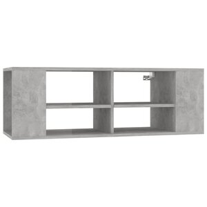 vidaXL Meuble TV mural Gris béton 102x35x35 cm Bois d’ingénierie