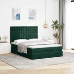 vidaXL Cadre de lit ottoman avec matelas vert foncé 160x200 cm velours