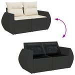 Canapé de Jardin 10 pièces avec Coussins en Poly Rattan Noir