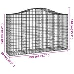 vidaXL Paniers à gabions arqués 9 Pièces 200x50x120/140 cm Fer galvanisé