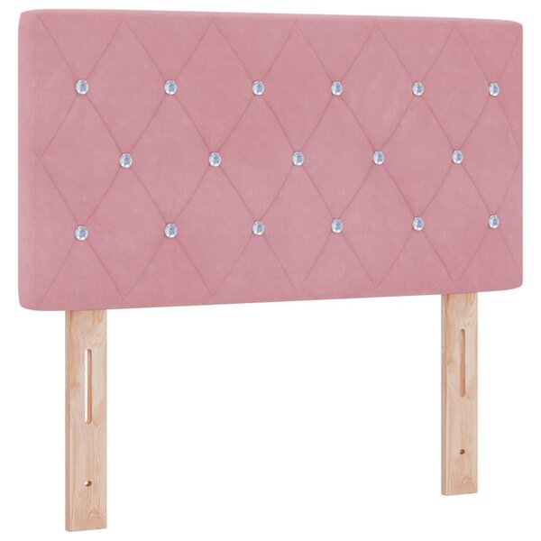 vidaXL tête de lit LED avec boutons en cristal  rembourrée en velours rose de 80 cm