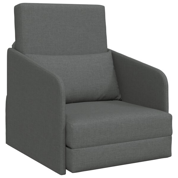 vidaXL Sofa Lit au Sol 2-en-1 Gris Foncé 65x80x83 cm Tissu
