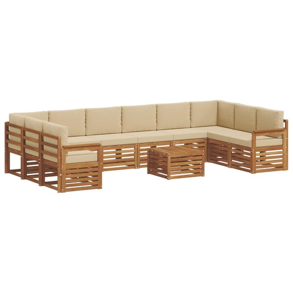 vidaXL Ensemble de canapés d'extérieur 11 pc Naturel et Beige