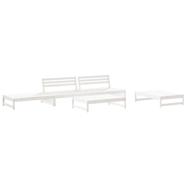 vidaXL Salon de jardin 6 Pièces Blanc Bois de pin massif