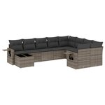 vidaXL Salon de jardin avec coussins 10 Pièces gris résine tressée