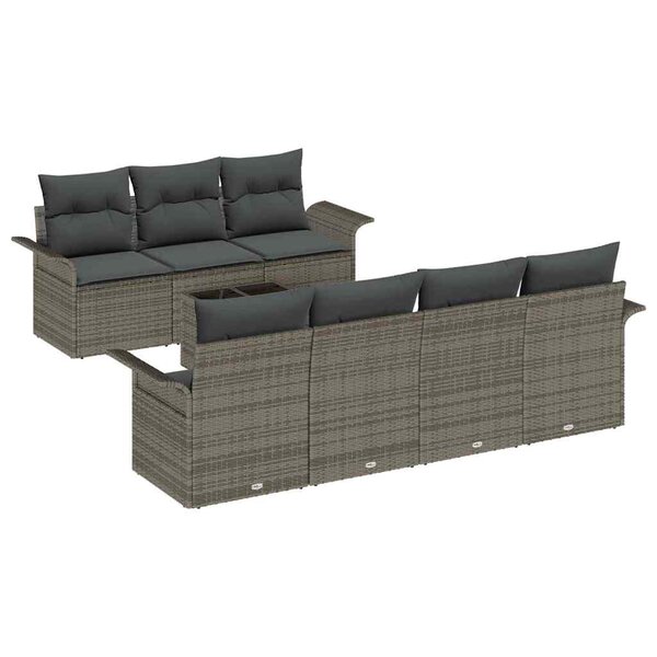 vidaXL Ensemble de canapé de jardin avec coussin 8 Pièces Gris
