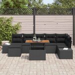 vidaXL Ensemble de canapé de jardin avec coussin 8 Pièces Noir et Marron