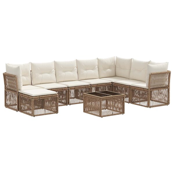 vidaXL Ensemble de canapé de jardin 9 Pièces Beige polyrotin