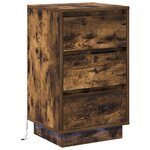 vidaXL Table de chevet avec LED Chêne fumé 39x34 5x65 cm Bois d'ingénierie