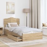 vidaXL Lit de Rangement Chêne Sonoma 70 x 190 cm Bois d'ingénierie