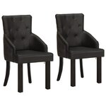 vidaXL Chaises à manger lot de 2 noir cuir de chèvre véritable