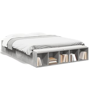 vidaXL Cadre de lit sans matelas gris béton 140x190 cm