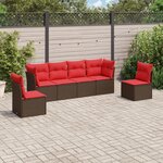 vidaXL Salon de jardin 6 Pièces avec coussins marron résine tressée