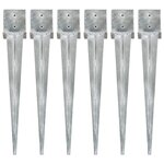 vidaXL Piquets au sol 6 Pièces Argenté 14x14x91 cm Acier galvanisé