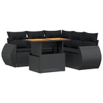 vidaXL Salon de jardin 6 Pièces avec coussins noir résine tressée
