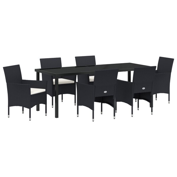 vidaXL Ensemble de Salle à Manger de Jardin 7 Pièces Noir Rotin Polyéthylène